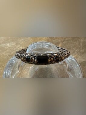 John Hardy 925 Silver and 18k Braided Bracelet with Black Accents